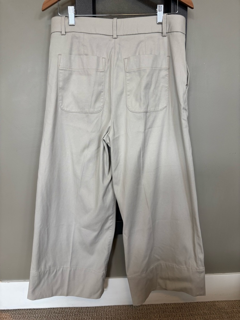 SPANX Stretch Twill Cropped Wide Leg Pants Petite Large NWT Beige - Picture 3 of 6